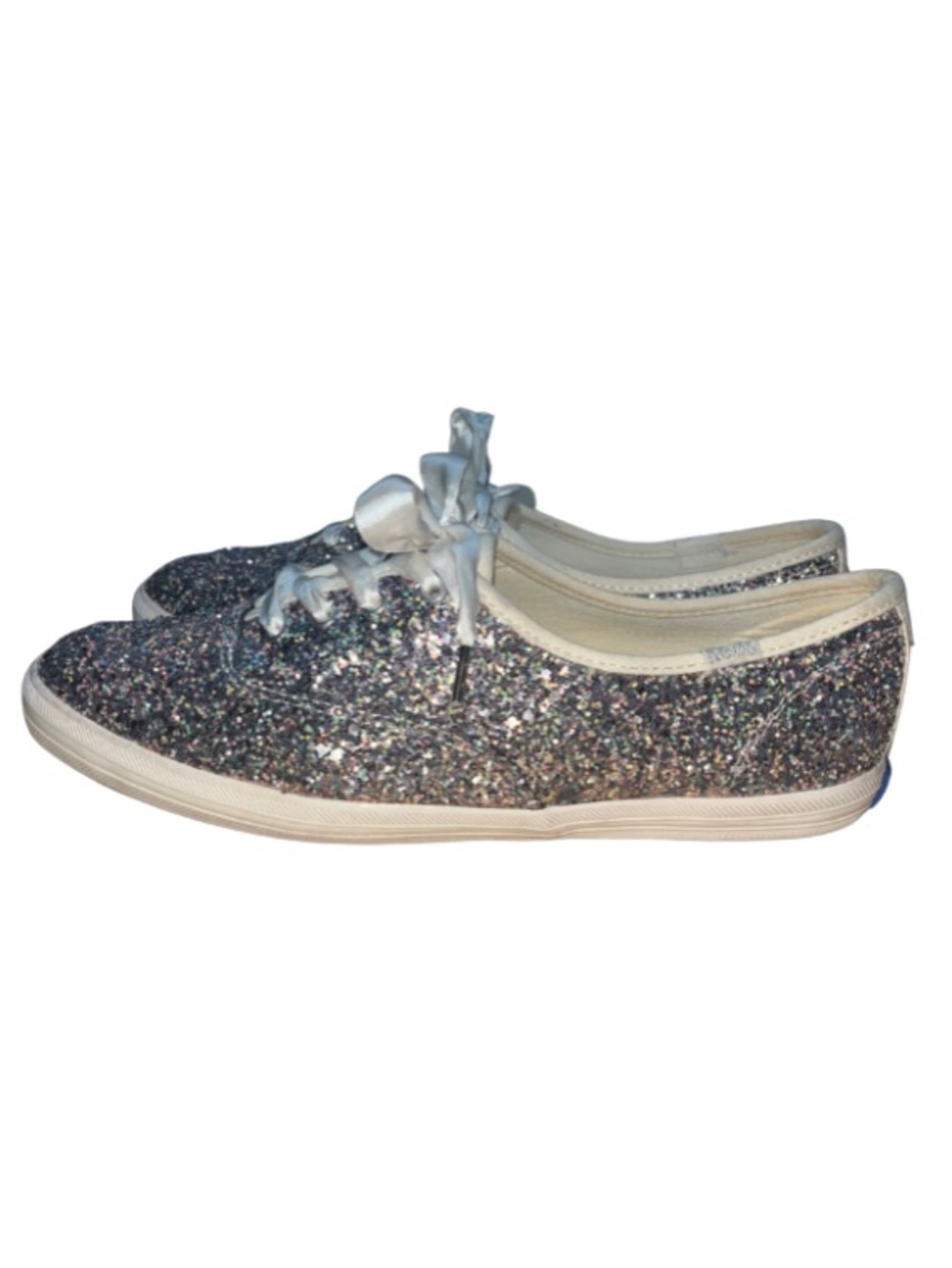 Keds x Kate Spade Champion Silver
Glitter Satin Lace-Up Sneakers - Size 7.5 - Picture 7 of 10
